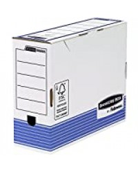 Fellowes 0026501 Boite d'Archives Banker Box System A4 Montage Automatique - Dos de 10cm Bleu (Lot de 10)