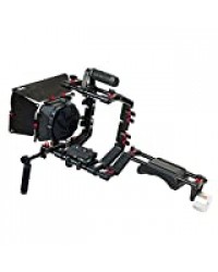 FILMCITY Support d'épaule Rig Kit avec Camera Cage, boîte Mat et 15mm tiges en Aluminium pour Les caméras vidéo DSLR(FC-02)