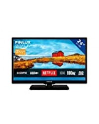 Finlux FL2423SMART - Téléviseur 24 Pouces (61 cm) | HD Résolution | SMART TV acec Wi-Fi et Netflix | TV avec Triple Tuner (DVB-S2, DVB-T2, DVB-C) | Noir