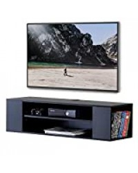 FITUEYES Meuble TV Suspendu TV Universel pour Télévisions 43 Pouce Ecran, Étagère Flottante avec 4 Compartiments Ouverts pour/DVD/CD/AV Equipement, Meuble Mural Noir-100x30x26 cm Charge Max 25kg