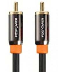 FosPower Câble Coaxial RCA Audio Numérique avec Fiche Jack Plaqué Or 24K RCA mâle vers RCA mâle - Ligne Coaxiale pour Home Cinema 5.1 (cinéma Maison), HDTV, Barre de Son, Subwoofer, – 1,80m