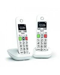 Gigaset E290 Duo - Téléphone Fixe sans Fil Blanc, 2 combinés avec Grand écran rétroéclairé, larges Touches, Fonction Blocage D'appels
