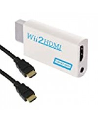 Goldoars Adaptateur Wii vers HDMI Wii Hdmi Adaptateur Convertisseur vidéo Full HD 720P/1080P avec Audio Sortie Jack 3,5mm vers avec 1,5 m de Câble HDMI Gratuit (Blanc)