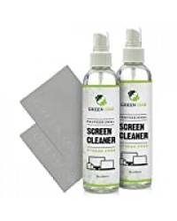 Green Oak Nettoyant écran professionnel en spray pour téléviseur LCD et LED, appareil, écran d'ordinateur et téléphone: nettoyez en toute sécurité les bactéries, la poussière et l'huile Un paquet de 2