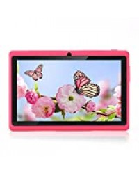 Haehne 7 Pouces Tablette Tactile, Google Android 4.4 Quad Core Tablet PC, 512Mo RAM 8Go ROM, Double Caméras, WiFi, Bluetooth, pour Enfants & Adultes, Rose