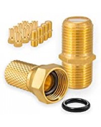 HB-Digital 5X Connector 10x F-Connector Set 7mm Gold plaqué avec joint en caoutchouc large écrou pour l'extension du câble d'antenne coaxiale Sat cable BK systems