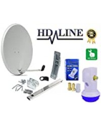 HD-LINE 1 Teilnehmer Set - Qualitäts-Alu-Sat-Anlage - Select 60/65cm Spiegel/Schüssel Anthrazit HD-LINE Single LNB - Satelliten-Komplettanlage - für 1 Receiver/TV [Neuste Technik - DVB-S/S2, Full HD, 4K/UHD, 3D]