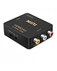 HDMI vers RCA, GANA 1080P HDMI vers AV | 3RCA Convertisseur Vidéo/Audio Composite Prenant en Charge PAL/NTSC avec Câble d'alimentation USB (HDMI vers RCA Doré)