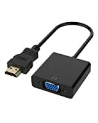 HDMI vers VGA 1080P Plaqué d'or Mâle à Femelle Câble Adaptateur Convertisseur Hdmi Vga pour Chromebook, Ordinateur Portable, PC, Raspberry Pi,TV Box, Ultrabook, Noir