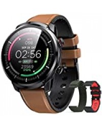 Hommie Montre Connectée Homme Smartwatch Sport Etanche IP68 Bracelet Connecté Tensiomètre Cardiofréquencemètre Podomètre Fitness Tracker d’Activité avec 3 Sangles pour iPhone Samsung Huawei