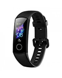 HONOR Band 5 Montre Connectée Bracelet 5ATM Imperméable avec Podometre SpO2 Sommeil Cardiaque Fréquence Moniteur pour Homme Femmes Enfant sur Android iOS, Noir