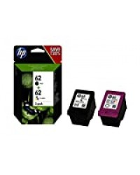 HP 62 Pack de 2 Cartouches d'Encre Authentique (N9J71AE) imprimantes HP OfficeJet et HP ENVY, Noir et trois couleurs (Cyan, Magenta et Jaune)