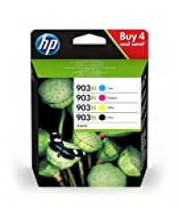 HP 903XL Pack de 4 Cartouches d'Encre Noire/Cyan/Magenta/Jaune Grande Capacité Authentiques (3HZ51AE) pour HP OfficeJet 6950, HP OfficeJet Pro 6960 / 6970