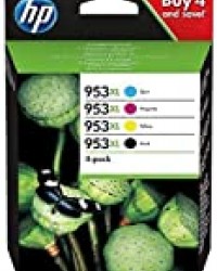 HP 953XL Pack de 4 Cartouches d'Encre Noir/Cyan/Magenta/Jaune Haute Capacité Authentiques, pour HP OfficeJet Pro 8710/8715/8720 (3HZ52AE)