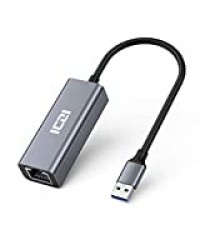 ICZI Adaptateur USB Ethernet Gigabit USB 3.0 vers RJ45 à 1000 Mbps Compatible avec Xiaomi Mi Box S Macbook Air Supporte Mac OS Windows 10 8 7 Linux