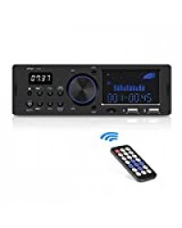 ieGeek Autoradio Bluetooth Main Libre, Double Affichage LCD avec Horloge, Supporte FM/AM/RDS Stéréo Radio de Voiture (30 Stations de Mémoire), Compatible avec USB/AUX in / MP3 / FLAC/SD