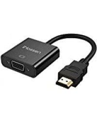 iNassen Adaptateur HDMI vers VGA,plaqué Or Haute Vitesse 1080p HDTV Actif Convertisseur HDMI vers VGA mâle à Femelle pour Bureau, Ordinateur Portable/PC/Moniteur/projecteur/HDTV/Roku/Xbox - Noir