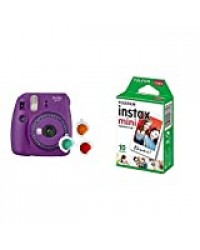 Instax Mini 9 Appareil Photo Transparent Violet & Films Mini Instax - 86 x 54 mm - Monopack 10 Films