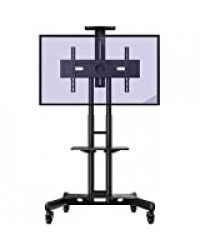 Invision Chariot Meuble TV avec Roulette Support Télé Pied Pivotant de 32 à 65" – Mobile TV de Plancher Robuste – Anti Basculement et Ultra Stable – Fixation VESA 600x400mm [GT1200 ScreenStation]