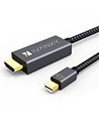 iVANKY Câble Mini DisplayPort vers HDMI 2m - Câble HDMI Mac en Nylon Tressé - Mini DP/Thunderbolt vers HDMI pour Apple MacBook Pro/Air, iMac, Microsoft Surface Pro et d'autres - Gris