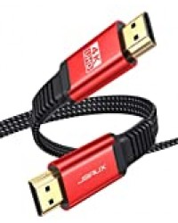 JSAUX - Câble HDMI 2.0 plat plat plat et fin - 18 Gbit/s - Prise en charge de la 3D, UHD 4K à 60 Hz, 2160P, vidéo HD 1080p, Ethernet compatible avec Fire TV, HDTV, PlayStation PS4 PS3 - Rouge