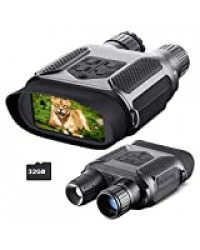 Jumelle Vision Nocturne pour Adultes, avec carte TF 32GB, zoom numérique infrarouge HD 7x, portée caméra 400M, pour chasse camping exploration navigation