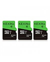 KEXIN Carte MicroSDHC 32Go de Haute Vitesse Jusqu'à 70Mo/s, Lot de 3 Cartes Micro SDHC 32 Go U1 UHS-I Classe 10 pour Appareils Photo, Caméra, Système de Sécurité, Nintendo-Switch, Dash Cam (Vert)