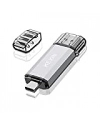 KEXIN Clé USB C 32Go 3.1 OTG 2 en 1 Clef USB 3.0 32 Go Dual Mémoire de Stockage Externe Flash Drive pour Dell XPS PC Smart TV et Huawei Xiaomi Oneplus Smartphone Doté Type C et OTG Activé (Argent)