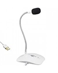 KLIM™ Talk - Microphone USB PC et Mac - Compatible avec Tout Ordinateur - Micro de Bureau Professionnel - Audio Haute Définition - Nouvelle Version 2020 - Blanc
