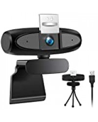 KNMY 1080P Webcam Full HD avec Microphone pour PC, Caméra Web 1080P USB pour Ordinateur Portable, Support Rotatif à 360 ° Adapté à Youtube, Appels Vidéo Skype, Enseignement/Conférence en Ligne