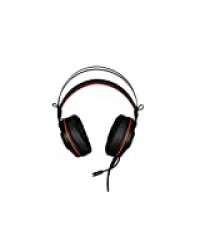 Konix WoT GH-40 - Casque Gamer PC Compatible PS4 - Audio 7.1 Surround Haute Définition - Casque Gaming PC USB - Casque Micro Omnidirectionnel - Rétroéclairage LED Orange - Coussinet Confortable