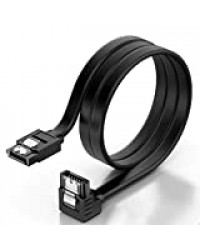 KUYiA Cable SATA III, 35 cm 90 Droit Degrés Angle Data Câble avec Loquet de Verrouillage, 6 Gbps Rapide Vitesse pour SSD HDD CD DVD, Clip en Métal Type L Connecteur Compatible jusqu'à Serial ATA/ 600