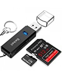 Lecteur de Carte USB 3.0, Beikell Lecteur de Carte Mémoire SD/Micro SD Haute Vitesse Card Reader MMC Memory Stick SDXC SDHC MSXC pour PC Windows et Mac OS - Avec Porte-clés -Noir