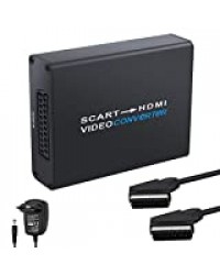 LiNKFOR 1080P Convertisseur Péritel Vidéo vers HDMI SCART vers HDMI avec Adaptateur Péritel en Aluminium vers HDMI 3,5 mm Stéréo Câble SCART Support RVB CVBS pour HDTV PS4 Sky Blu Ray DVD