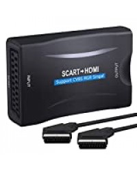 LiNKFOR 1080p SCART vers HDMI Convertisseur Support RGB/CVBS Signal Convertisseur Péritel vers HDMI Vidéo Audio Adaptateur avec 1.5m SCART CâblePAL NTSC SECAM pour HDTV STB PS4 Sky DVD Blu-Ray