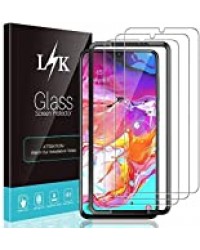 LϟK 3 Pièces Protection Écran pour Samsung Galaxy A70 - Verre Trempé 9H Dureté Kit D'installation Offert Haute Définition sans Bulles Transparent Film Protection