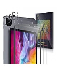 LϟK 4 Pièces Protection Écran Compatible avec iPad Pro 11 inch 2020 avec 2 Pièces Écran Verre Trempé + 2 Pièces Caméra Arrière Protecteur - sans Bulles 9H Dureté Kit D'installation Offert