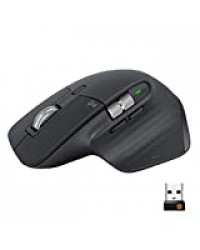 Logitech MX Master 3 Advanced Souris sans fil, Récepteur USB Bluetooth/2.4GHz, Défilement Rapide, Suvi 4000 DPI Toute Surface, Confortable, 7 Boutons, Rechargeable, PC/Mac/Laptop/iPadOS - Gris Foncé