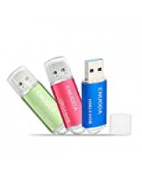 Lot de 3 Clé USB 64 Go ENUODA USB 3.0 Flash Drive Stockage Rotation Disque Mémoire Stick (Mixte Couleur:Vert Rouge Bleu)