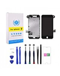 LTZGO Écran LCD de Rechange pour iPhone 7 Noir avec kit de réparation d'écran préinstallé avec Petites pièces telles Que Casque d'écoute, Appareil Photo Frontale, capteur de proximité