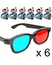 Lunettes 3D anaglyphes (rouge et bleu cyan), lunettes 3D pour télé ou ordinateur, de la marque Ganzoo – lot de 6 paires