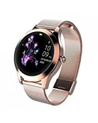 Luniqueshop, Montre Intelligente Femme Connectée, Sport élégante, Podometre, GPS, IP68, fréquence Cardiaque, Tactile OLED, Suivi de Performances, étanche,Compatible Android et iPhone, Huawai, Round