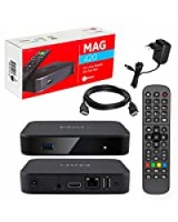 MAG 420 Original Infomir & HB-DIGITAL 4K IPTV Set TOP Box Multimedia Player Internet TV IP Receiver # 4K UHD 60FPS 2160p@60 FPS HDMI 2.0# HEVC H.256 Support # ARM Cortex-A53 + HDMI câble