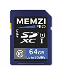 MEMZI Pro 64 Go Classe 10 80 Mo/s Carte Mémoire SDXC pour Canon PowerShot SX70 HS, SX740 HS, SX430 is, SX432 is, EOS R Appareils Photo Numériques