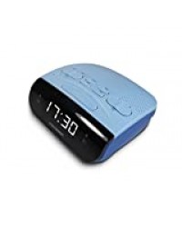 Metronic 477033 Radio Réveil Double Alarmes Tuner AM/FM et Fonctions Sleep/Snooze, Piles de Sauvegarde de l'heure, mémoire 10 AM + 10 FM - Gris Bleu
