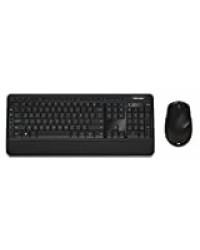 Microsoft – Wireless Comfort Desktop 3050 – Ensemble clavier et souris sans fil avec récepteur USB, confortable avec repose poignets intégré – Clavier AZERTY français – Noir (PP3-00007)