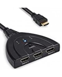 MMOBIEL Switch (commutateur) 3 Ports HDMI en 1 Full HD (1080p) avec câble 50 cm, Compatible avec PS4 / Xbox One/Switch