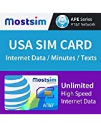 Most SIM - Carte SIM AT&T USA 15 Jours, Internet Haut Débit/Appels/SMS/Illimités, AT&T Carte SIM US États-Unis