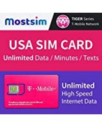 Most SIM - Carte SIM T-Mobile USA 18 Jours, Internet Haut Débit/Appels/SMS/Illimités, T-Mobile Carte SIM US États-Unis
