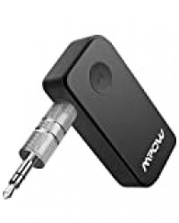 Mpow Récepteur Bluetooth 5.0 Adaptateur Audio sans Fil Kit Mains Libres Voiture Deux Connexions avec Micro Intégré et Sortie Stéréo 3,5mm pour Haut-parleurs, HiFi, Streaming Maison/Kit Auto Voiture